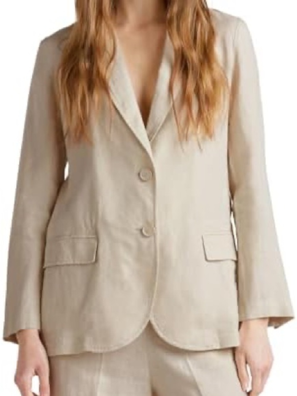 United Colors of Benetton Women's Jacket 100% Linen Beige Size 42 (M/L)
